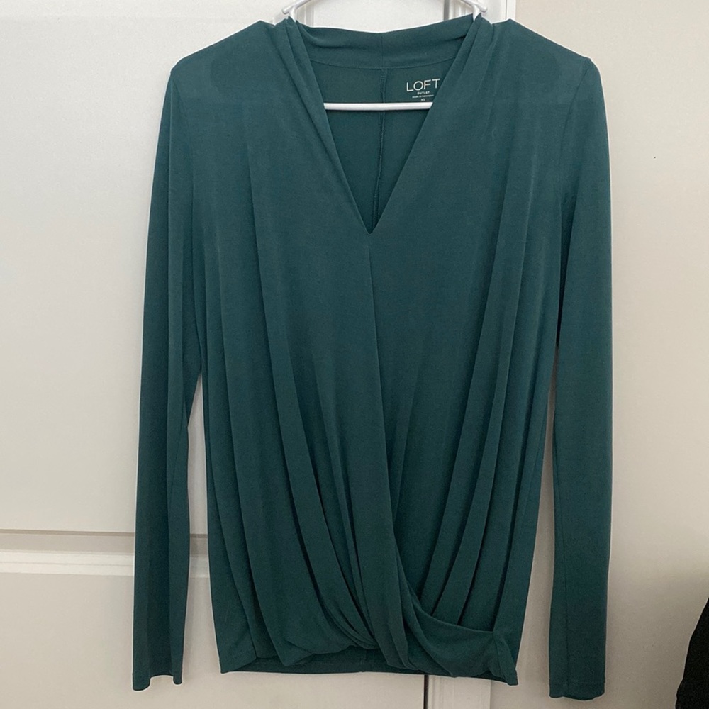 Dark turquoise Loft long sleeve blouse XS